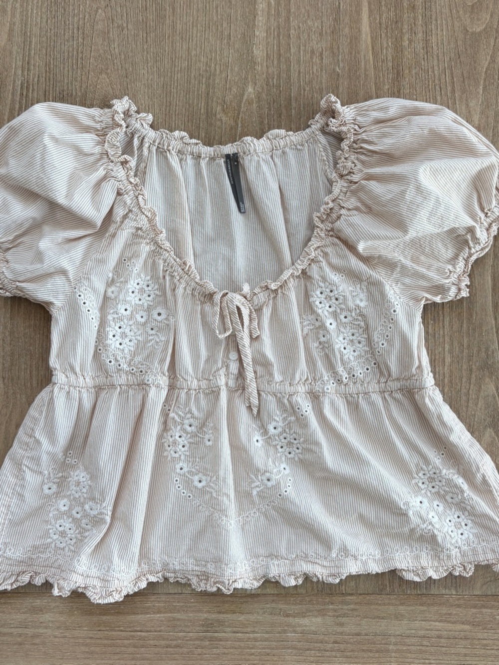 Anthropologie Cream Eyelet Peasant Blouse